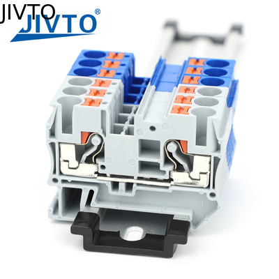 PT6 Push-in Terminal Block Din Rail 6mm2 Conector de alimentación por resorte sin tornillo Conector de alambre con enchufe de banda eléctrica