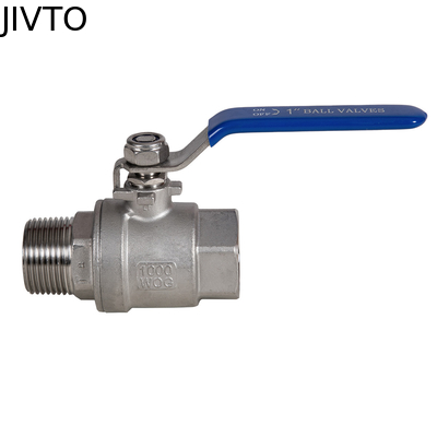 JIVTO válvula de bola de dos piezas con mango de palanca. Acero inoxidable, puerto NPT, estándar ANSI. Uso en la construcción para maquinaria de construcción, etc.